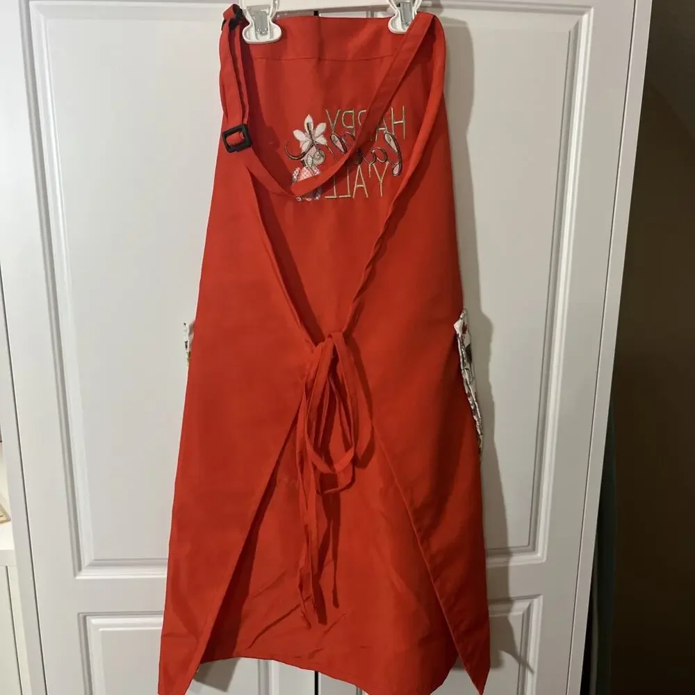 Custom Made Kitchen Apron With Embroidery & Removable Towel Washable Happy Fall